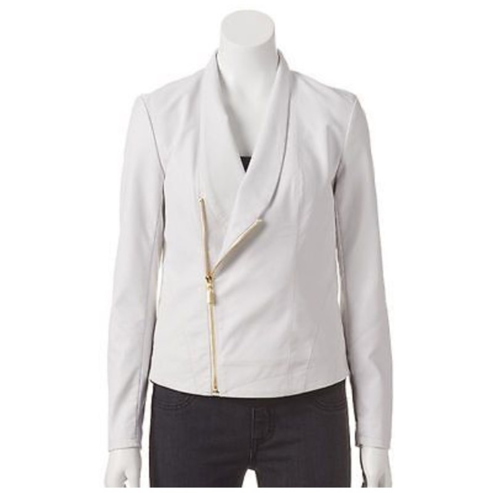 Cream Trendy Leather Jacket